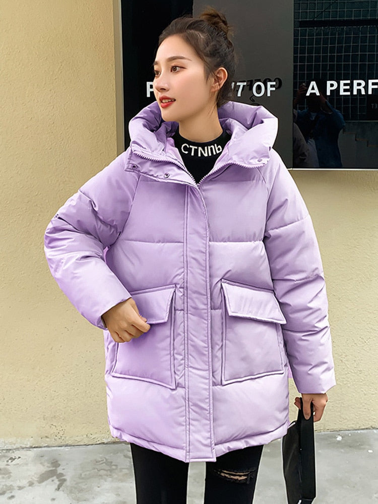 Thick Warm Hooded Pattern Coat parkas Jacket