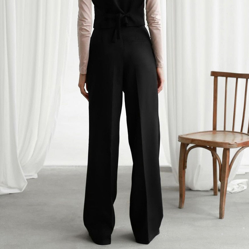 High Waist Wide Leg  Suit Pants.