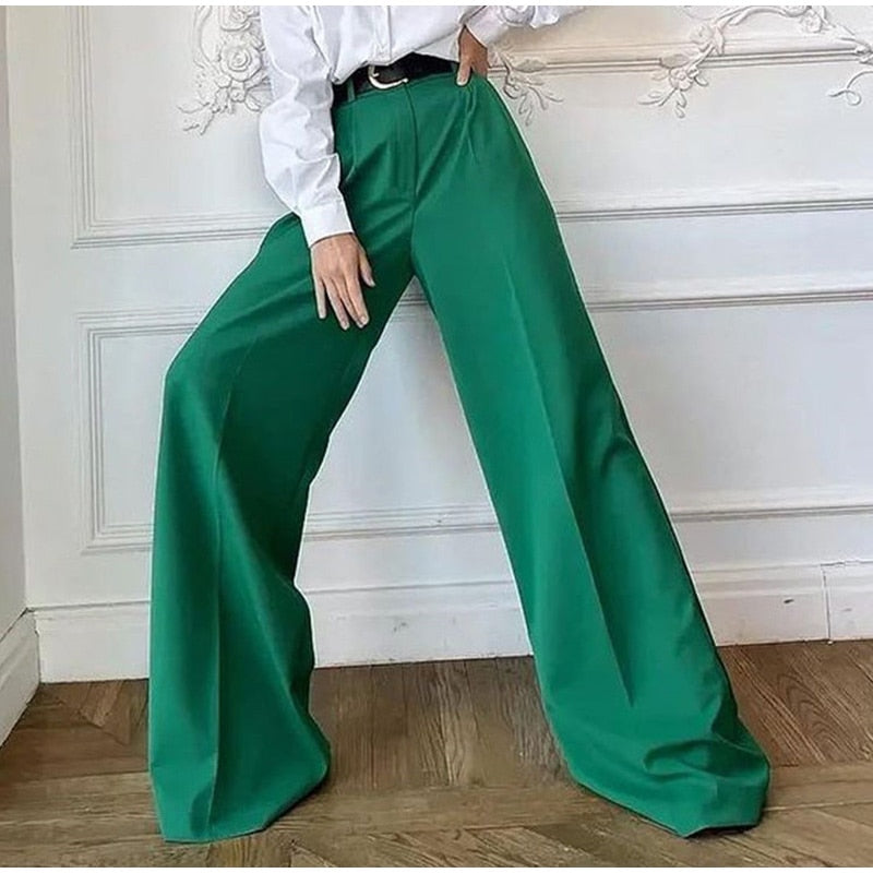 High Waist Wide Leg  Suit Pants.