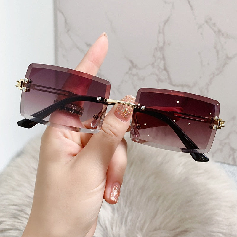 Vintage Rimless Rectangle Sunglasses