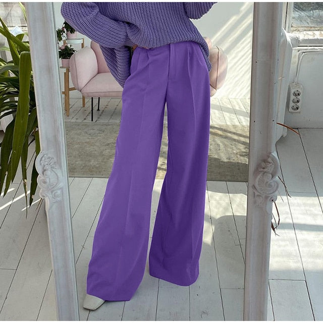 High Waist Wide Leg  Suit Pants.