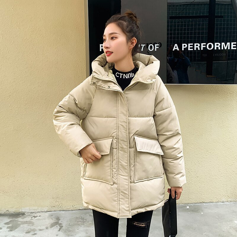 Thick Warm Hooded Pattern Coat parkas Jacket