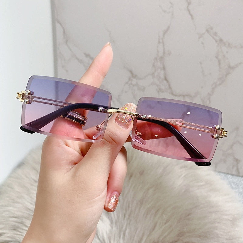 Vintage Rimless Rectangle Sunglasses