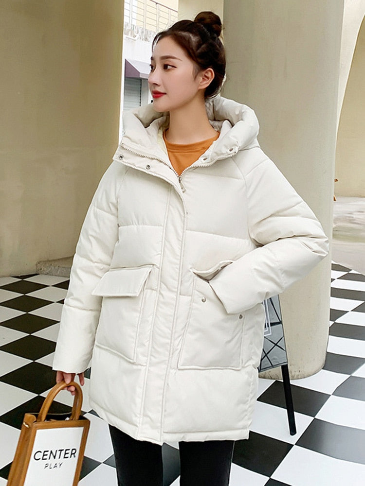 Thick Warm Hooded Pattern Coat parkas Jacket