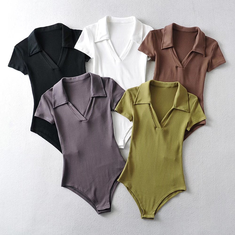 Elastic Short Sleeve Bodysuit