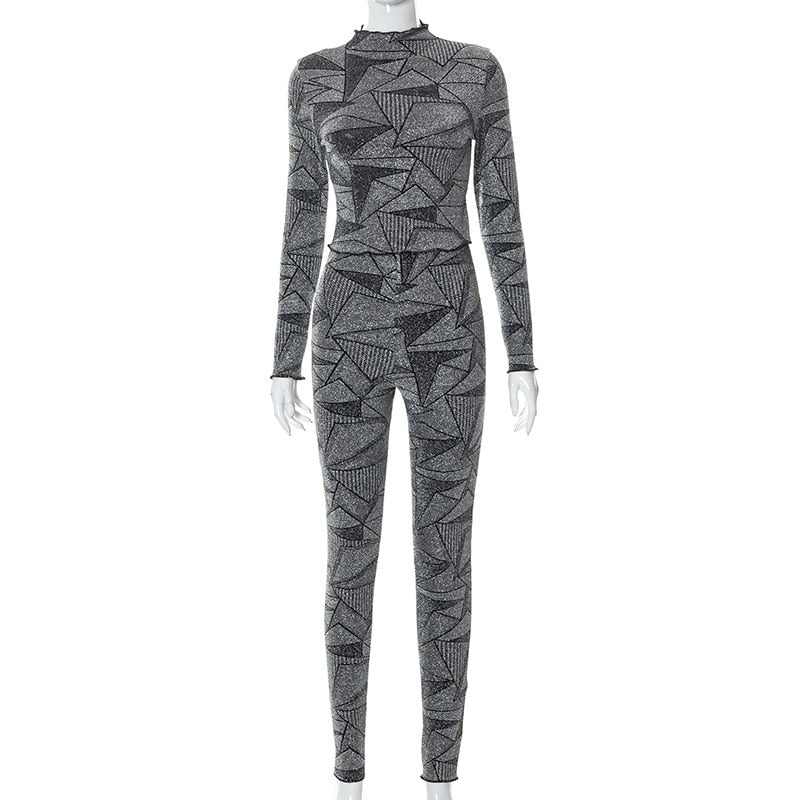 Two Piece Leggings Set Autumn  Long Sleeve Top and Pants Suit