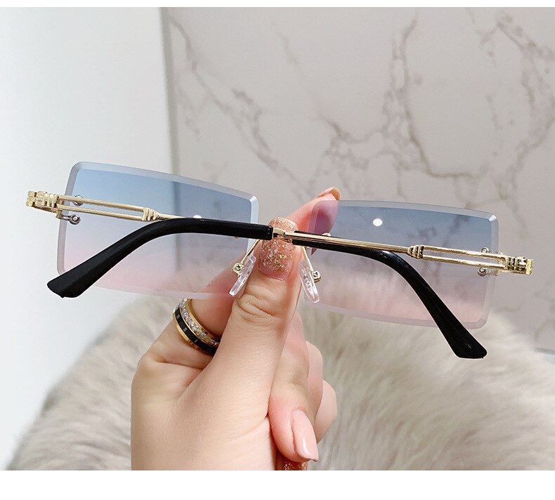 Vintage Rimless Rectangle Sunglasses