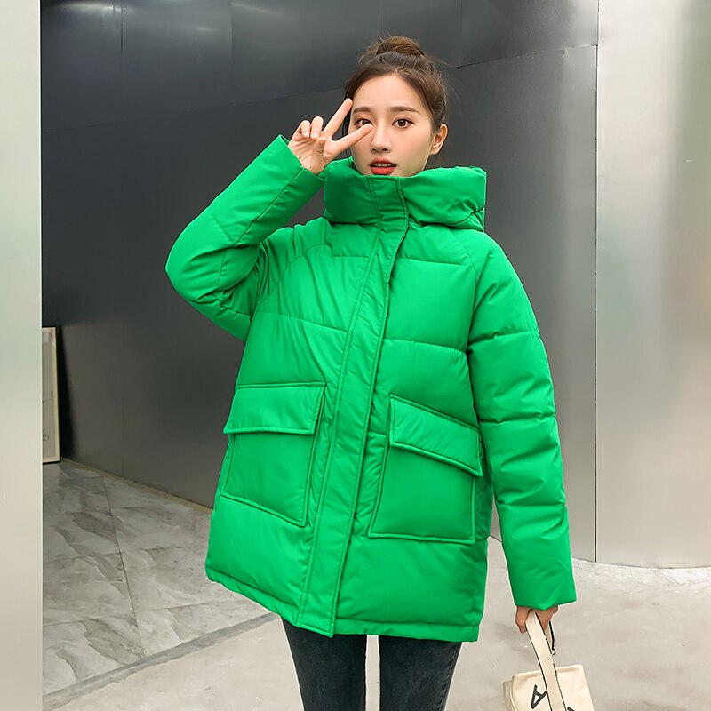 Thick Warm Hooded Pattern Coat parkas Jacket