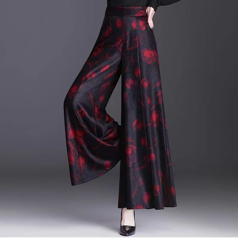 Women&#39;s 2022 Summer New Printed Wide Leg Skirt Ankle-Length Pants High Waisted Befree Bell Bottoms Casual Korean Style For Women