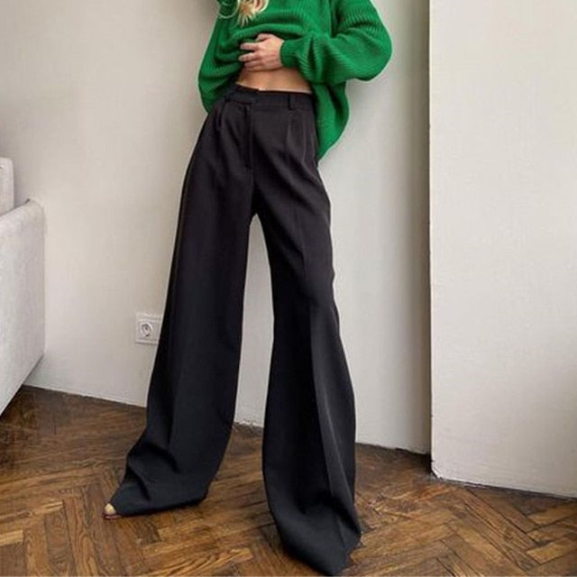 High Waist Wide Leg  Suit Pants.