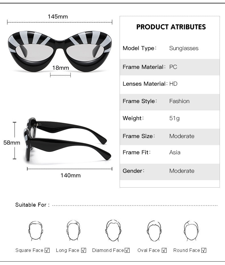 Stripe Cat Eye Sunglasses