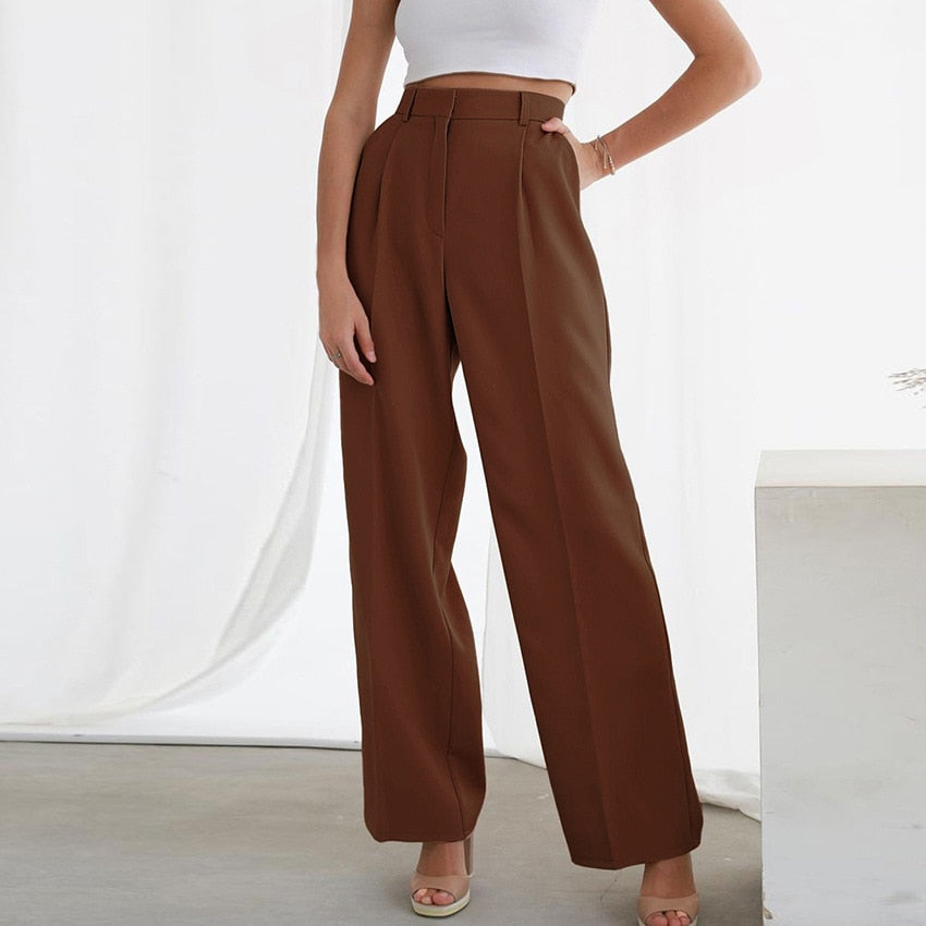 High Waist Wide Leg  Suit Pants.