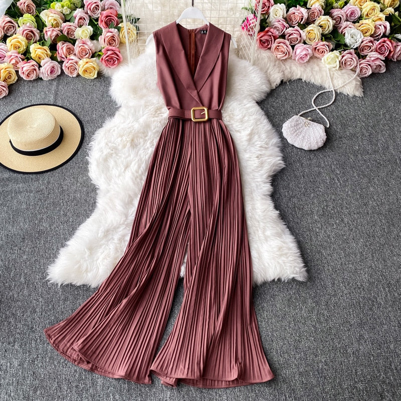 Ladies Casual Sleeveless Vintage Playsuit Jumpsuit