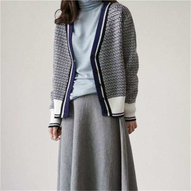 Women's Sweaters Plaid Fashionable Korean Style