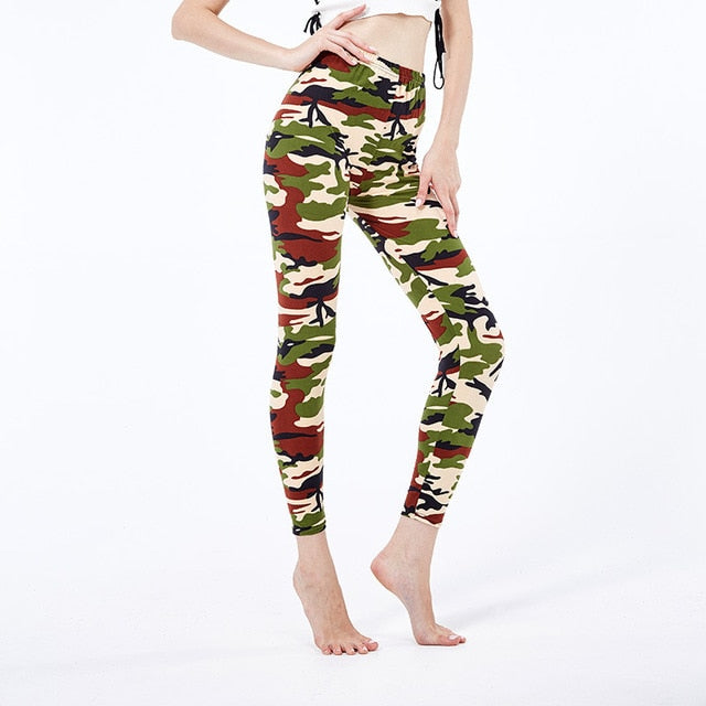 Ladies Camouflage Elastic Leggings