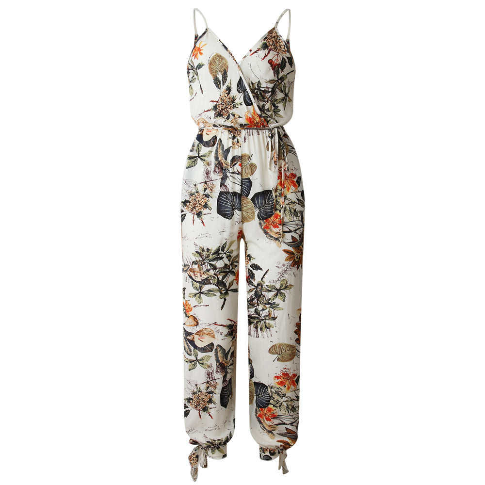 Ladies Floral Jumpsuit Sleeveless Loose Baggy Fit Casual Occasion