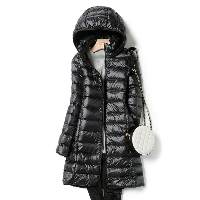 Long Ultra Light Thin Casual Coat Puffer Jacket.