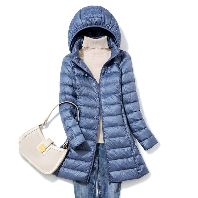 Long Ultra Light Thin Casual Coat Puffer Jacket.