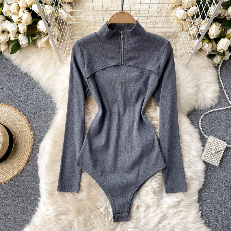 Zip-up  Knitted Bodysuit