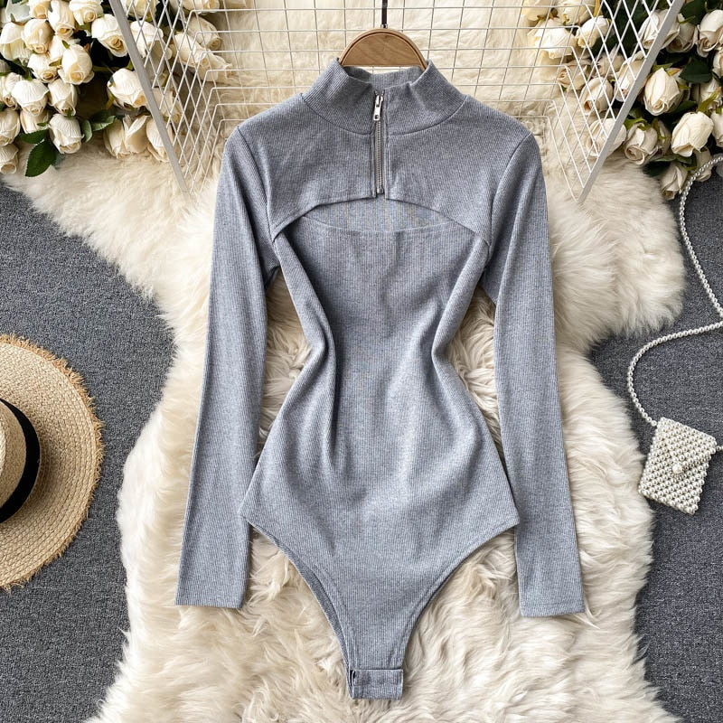 Zip-up  Knitted Bodysuit