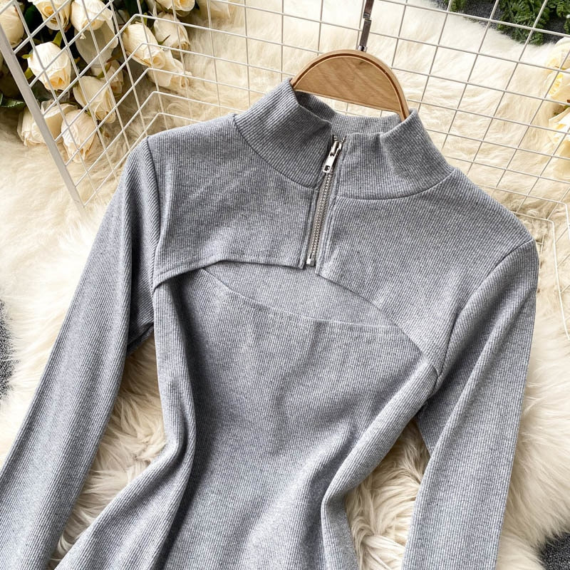 Zip-up  Knitted Bodysuit